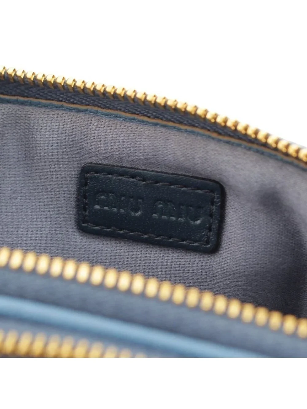 Miu Miu Madras Leather Pouch Light Blue